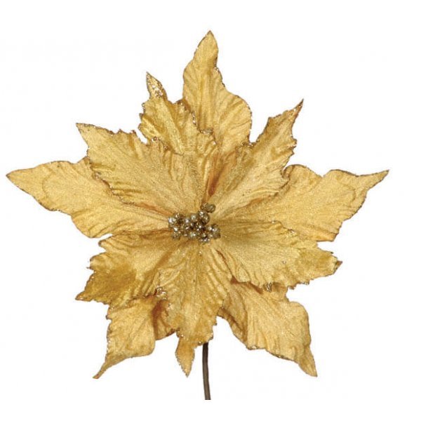 Χριστουγεννιάτικο Λουλούδι Χρυσό, Υφασμάτινο (25cm)